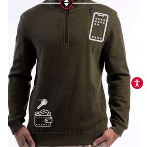 SCOTTeVEST The Weekender Pullover Quarter Zip Sweater Green‎ Men’s Medium